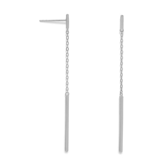 Rhodium Plated Chain and Bar Drop Earrings freeshipping - Higher Class Elegance