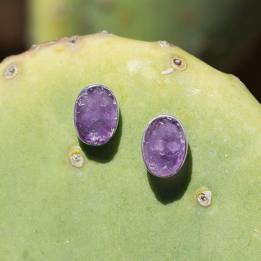 Oval Amethyst Studs freeshipping - Higher Class Elegance