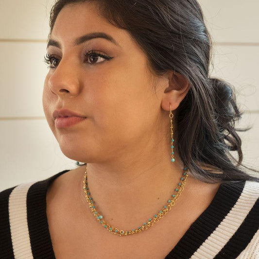 Triple Strand 14 Karat Gold Plated Multistone Necklace freeshipping - Higher Class Elegance