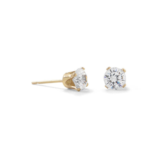 14/20 Gold Filled 5mm CZ Stud Earrings freeshipping - Higher Class Elegance