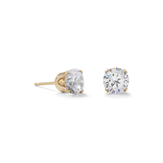 14/20 Gold Filled 6mm CZ Stud Earrings freeshipping - Higher Class Elegance