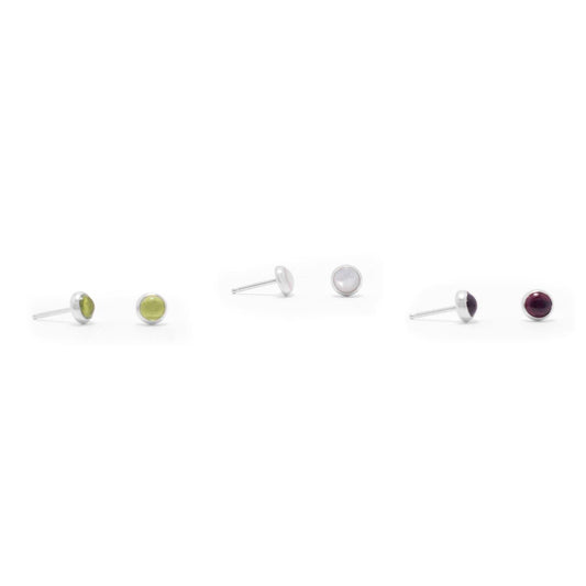 Set of 3 Peridot, Mother of Pearl, and Garnet Button Studs freeshipping - Higher Class Elegance