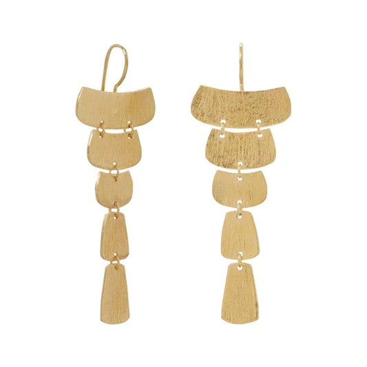 14 Karat Gold Plated Textured Cascading Plate Earrings freeshipping - Higher Class Elegance