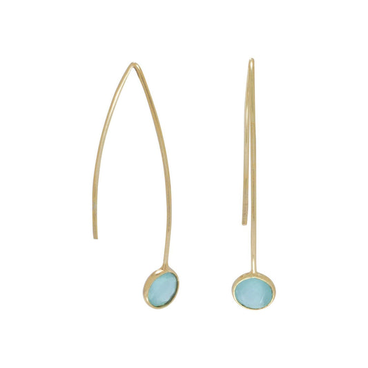 14 Karat Gold Plated Green Hydro Glass Wire Earrings freeshipping - Higher Class Elegance