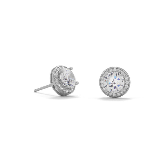 Rhodium Plated Elegant 6.5mm CZ Studs freeshipping - Higher Class Elegance