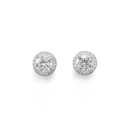 Rhodium Plated Elegant 6.5mm CZ Studs freeshipping - Higher Class Elegance