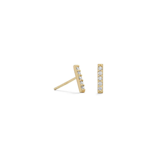 14 Karat Gold Plated Mini CZ Bar Studs freeshipping - Higher Class Elegance