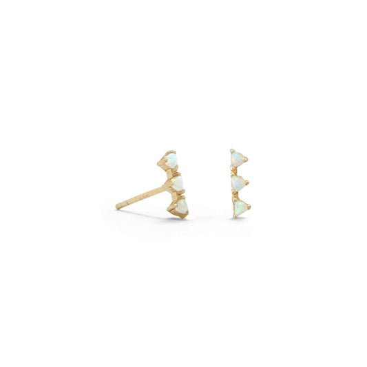 14 Karat Gold Plated Mini Triangle Synthetic White Opal Studs freeshipping - Higher Class Elegance