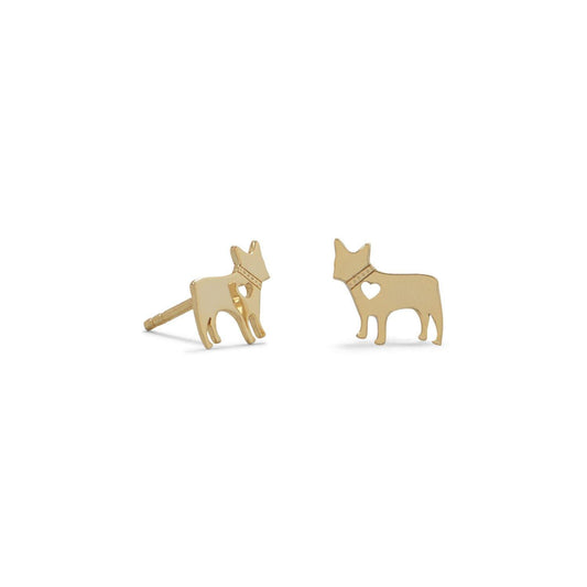 14 Karat Gold Plated Darling Dog Studs freeshipping - Higher Class Elegance