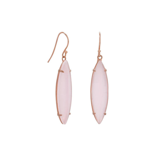 14 Karat Rose Gold Plated Pink Glass Marquise Earrings freeshipping - Higher Class Elegance