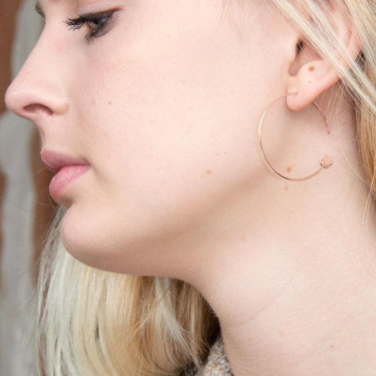 14 Karat Rose Gold Plated Threader Dot End Earring freeshipping - Higher Class Elegance