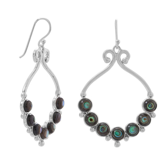 Polished Paua Shell Outline and Bead Design French Wire Earrings freeshipping - Higher Class Elegance