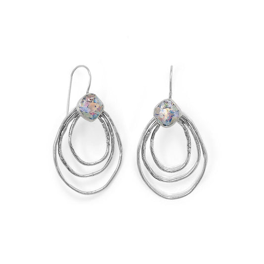 Oxidized Triple Outline Ancient Roman Glass Wire Earrings freeshipping - Higher Class Elegance