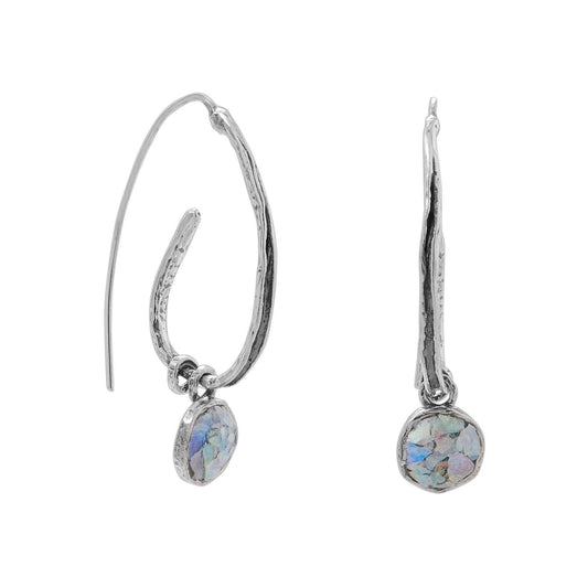 Oxidized Coil Design Ancient Roman Glass Earrings freeshipping - Higher Class Elegance