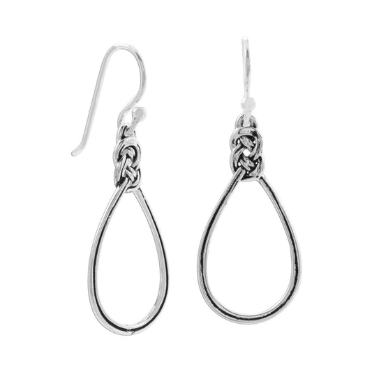 Oxidized Celtic Knot Pear Outline French Wire Earrings freeshipping - Higher Class Elegance