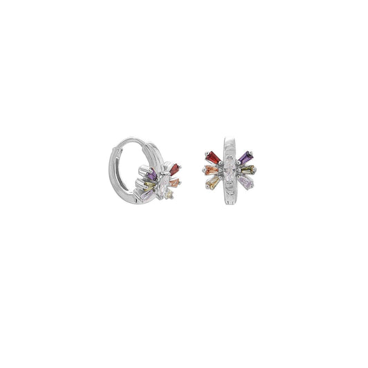 Rhodium Plated Multi Color CZ Hoop Earrings freeshipping - Higher Class Elegance