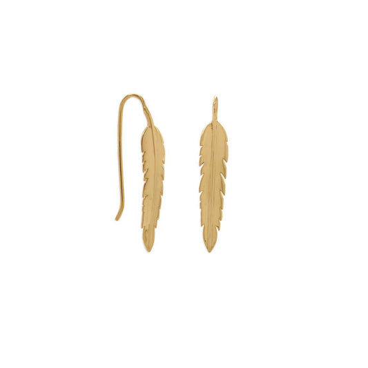 14 Karat Gold Plate Feather Earrings freeshipping - Higher Class Elegance