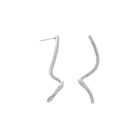Rhodium Plated Spiral CZ Post Earrings freeshipping - Higher Class Elegance