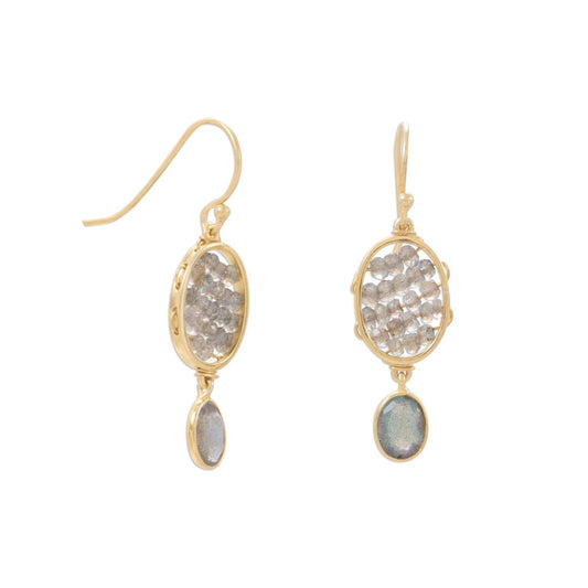 14 Karat Gold Plated Labradorite French Wire Earrings freeshipping - Higher Class Elegance