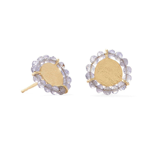 14 Karat Gold Plated Bead Edge Post Earrings freeshipping - Higher Class Elegance