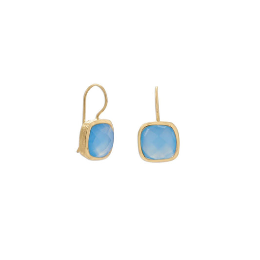 14 Karat Gold Plated Blue Chalcedony Wire Earrings freeshipping - Higher Class Elegance