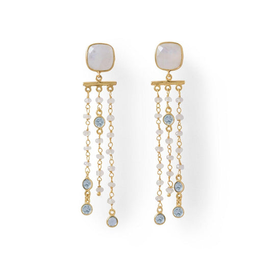 14 Karat Gold Plated Rainbow Moonstone Post Earrings freeshipping - Higher Class Elegance