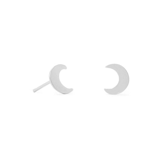 Small Polished Crescent Moon Stud Earrings freeshipping - Higher Class Elegance