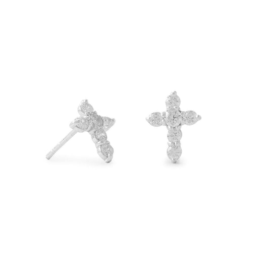 Small CZ Cross Stud Earrings freeshipping - Higher Class Elegance