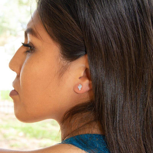 Small Polished Saguaro Cactus Stud Earrings freeshipping - Higher Class Elegance
