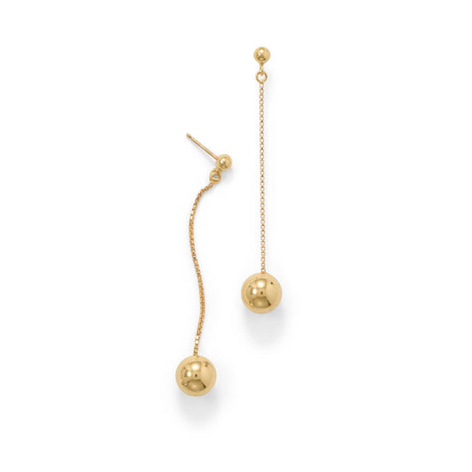 14 Karat Gold Plate Bead Drop Earrings freeshipping - Higher Class Elegance