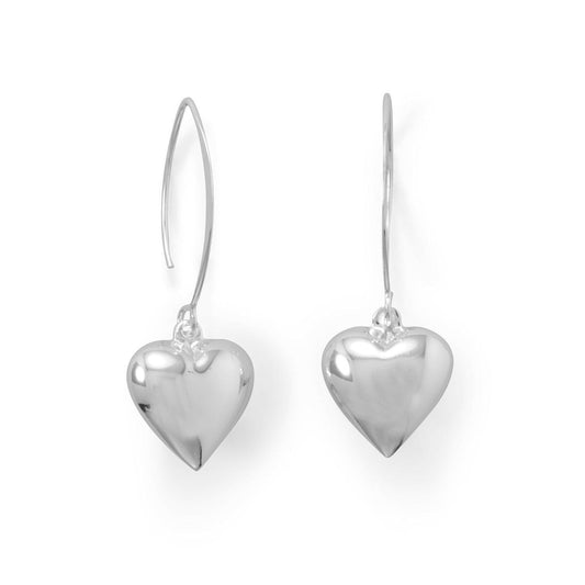 Puffy Polished Heart Wire Earrings freeshipping - Higher Class Elegance
