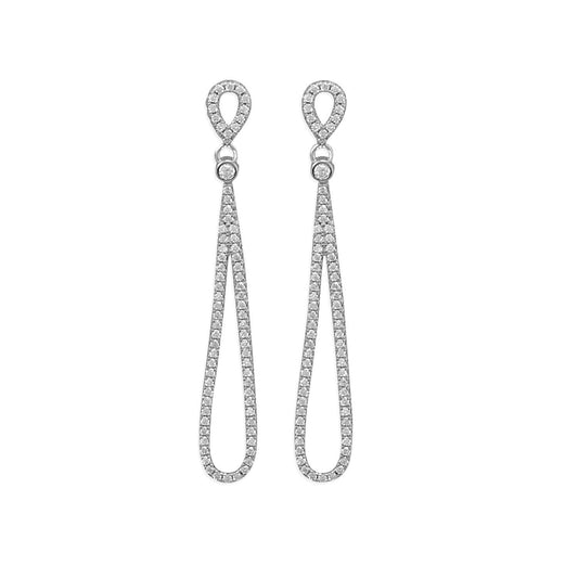 Rhodium Plated CZ Pear Drop Earrings freeshipping - Higher Class Elegance