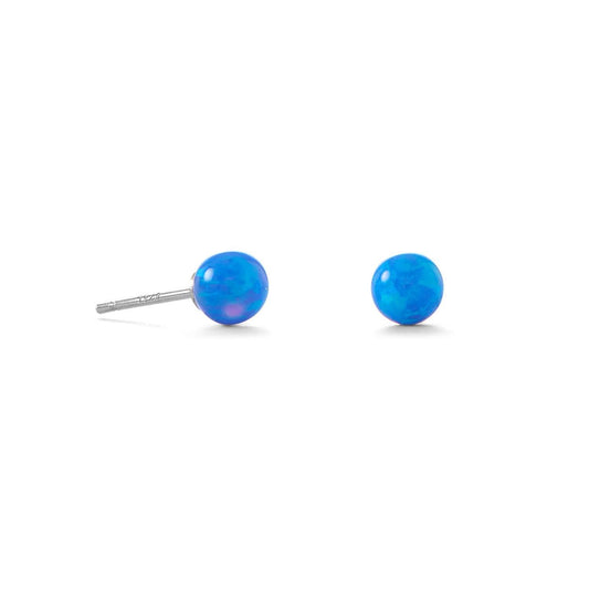 5mm Blue Synthetic Opal Stud Earrings freeshipping - Higher Class Elegance