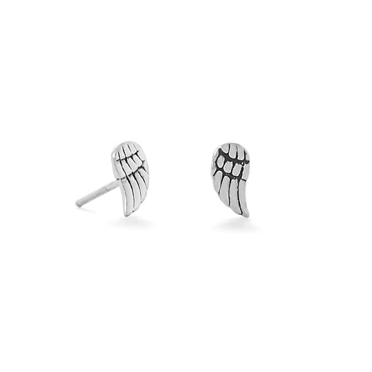 Oxidized Angel Wing Stud Earrings freeshipping - Higher Class Elegance