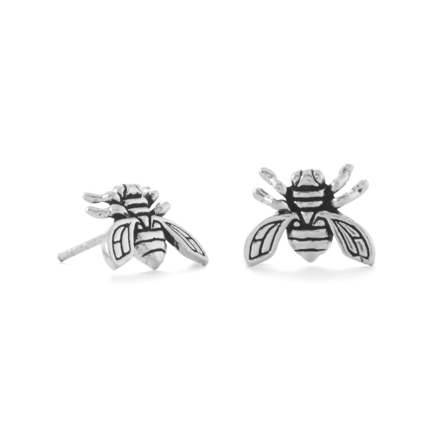 "Be the Buzz!" Oxidized Buzzing Bee Stud Earrings freeshipping - Higher Class Elegance