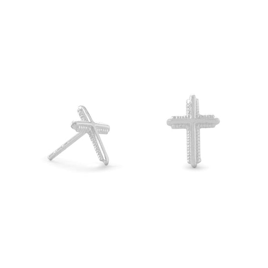Polished Milgrain Cross Stud Earrings freeshipping - Higher Class Elegance