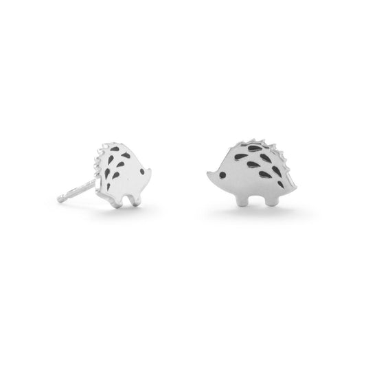 Sterling Silver and Enamel Hedgehog Earrings freeshipping - Higher Class Elegance