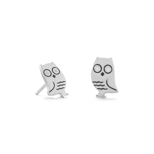Sterling Silver and Enamel Owl Stud Earrings freeshipping - Higher Class Elegance