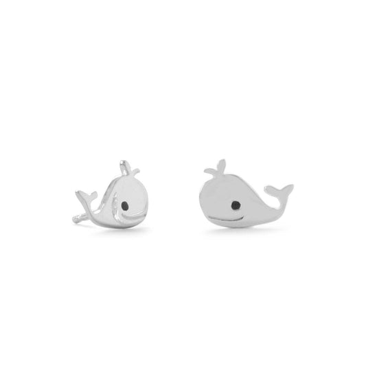 Sterling Silver and Enamel Smiling Whale Stud Earrings freeshipping - Higher Class Elegance