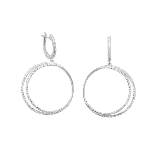 Rhodium Plated Eclipse CZ Hoop Earrings freeshipping - Higher Class Elegance