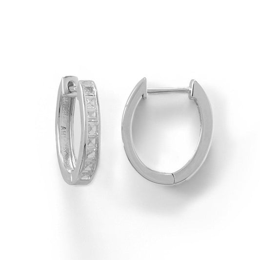 Rhodium Plated CZ Hoop Earrings freeshipping - Higher Class Elegance