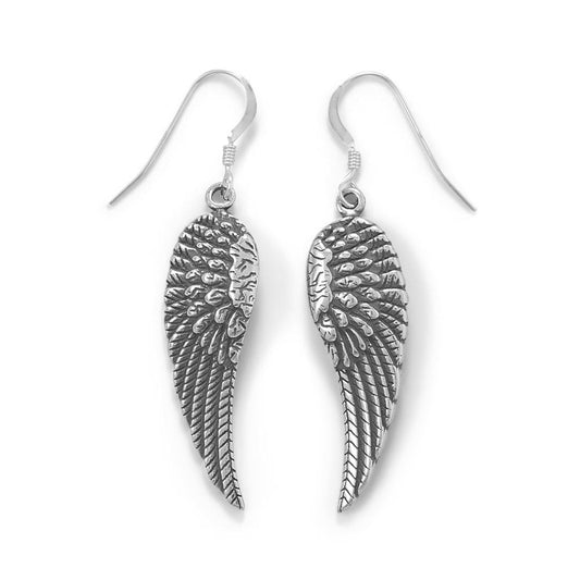 Oxidized Angel Wing French Wire Earrings freeshipping - Higher Class Elegance