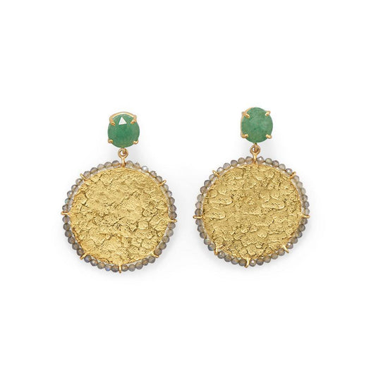 14 Karat Gold Plated Green Aventurine and Labradorite Earrings freeshipping - Higher Class Elegance