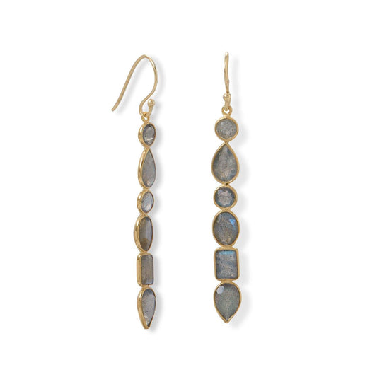 14 Karat Gold Plated Multi Shape Labradorite Earrings freeshipping - Higher Class Elegance