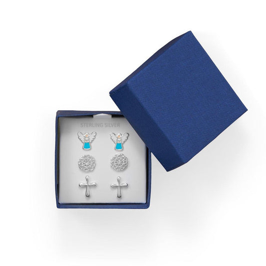 Angel, Flower and Cross Earring Set freeshipping - Higher Class Elegance