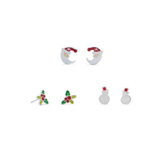 Santa, Holly and Snowman Earring Set freeshipping - Higher Class Elegance