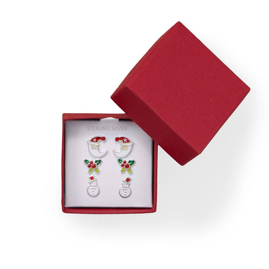 Santa, Holly and Snowman Earring Set freeshipping - Higher Class Elegance