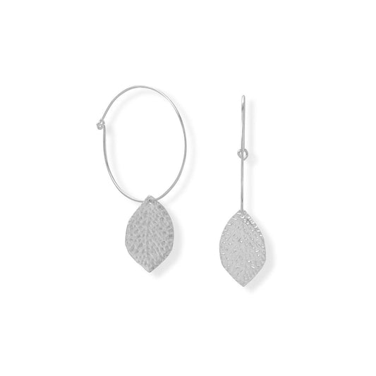 Hoop with Leaf Drop Earring freeshipping - Higher Class Elegance