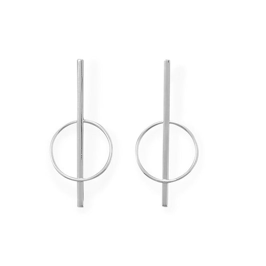 Long Bar with Circle Post Earrings freeshipping - Higher Class Elegance