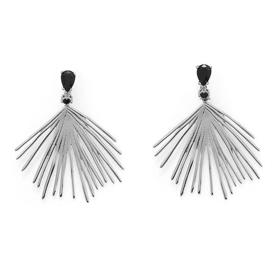 LBD Essentials! Black CZ Wire Fan Post Earrings freeshipping - Higher Class Elegance